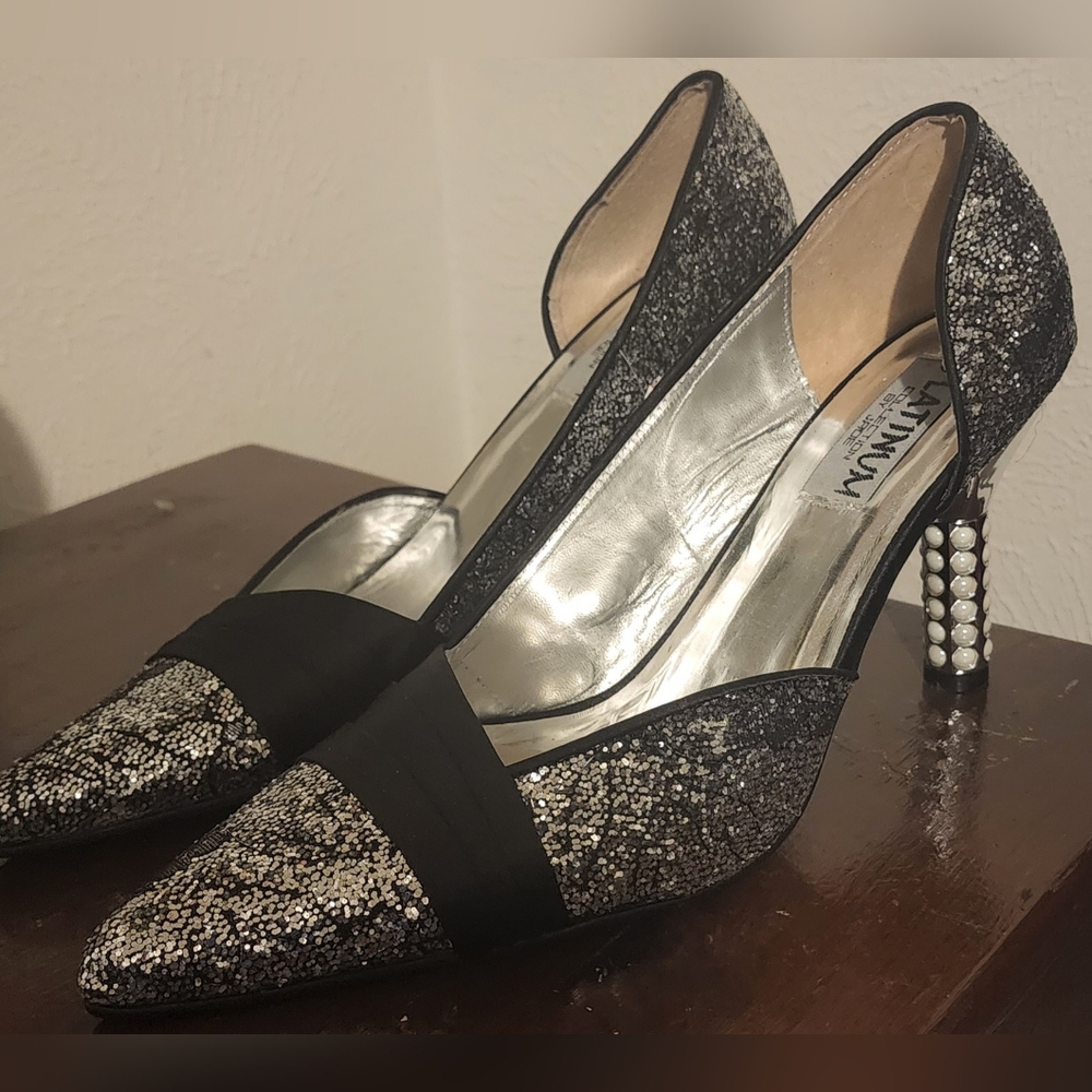 Platinum by JRoe Silver Shimmer Glitter Heels - Picture 2 of 5